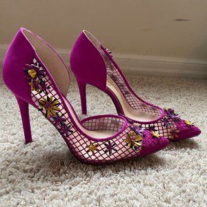 Jessica Simpson pink with yellow flower heels